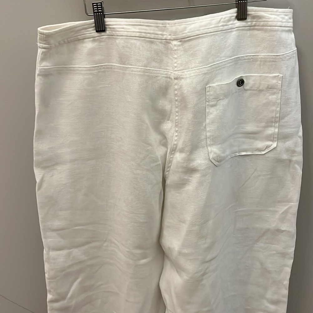Eileen Fisher Wide Leg Pants Organic Linen Cropped White Size 12 - Picture 6 of 12